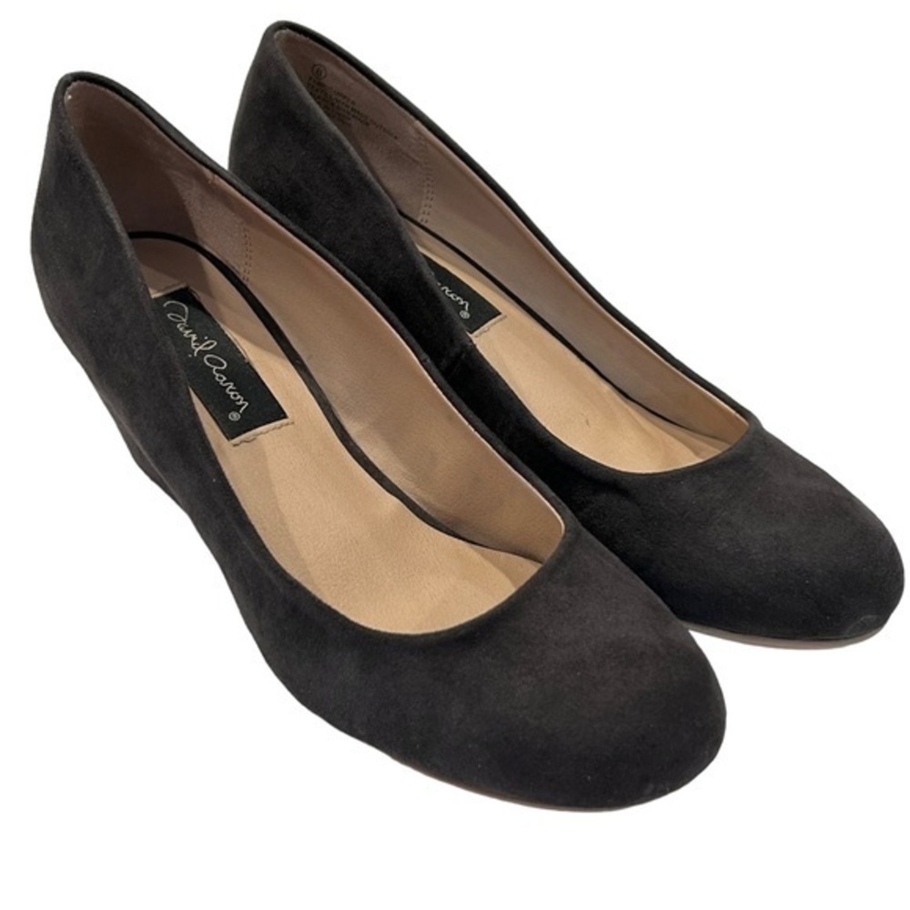David‎ Aaron Traci Charcoal Gray Suede-like Wedge Heels 8